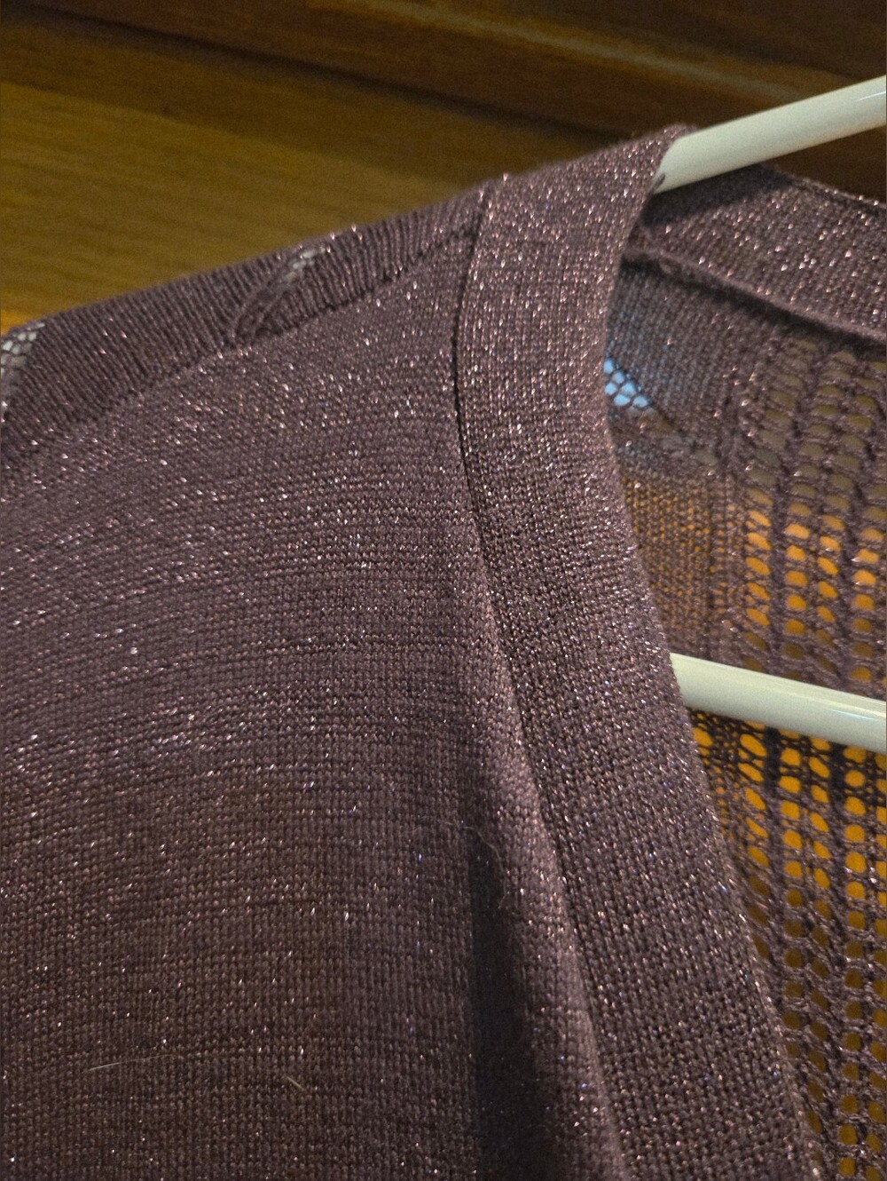 Maurices Plum Open-Front Glitter Knit Cardigan - Picture 3 of 15